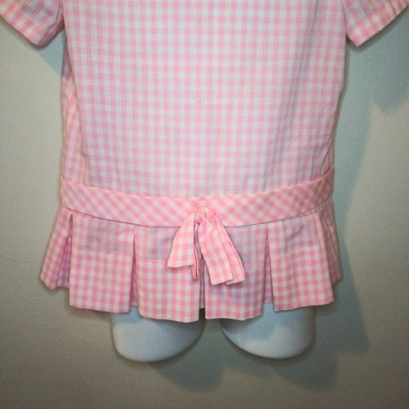Vintage 1920-30's Toddler's Pink & White Gingham Handmade Dropped Waist Dress - Picture 3 of 13